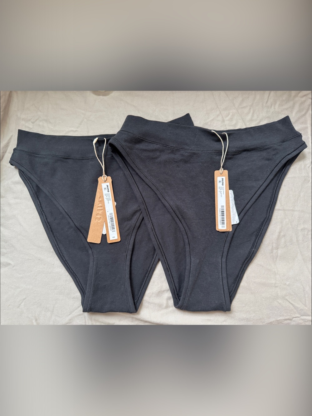 SKIMS Cotton Jersey Tanga  2 Pack in Soot